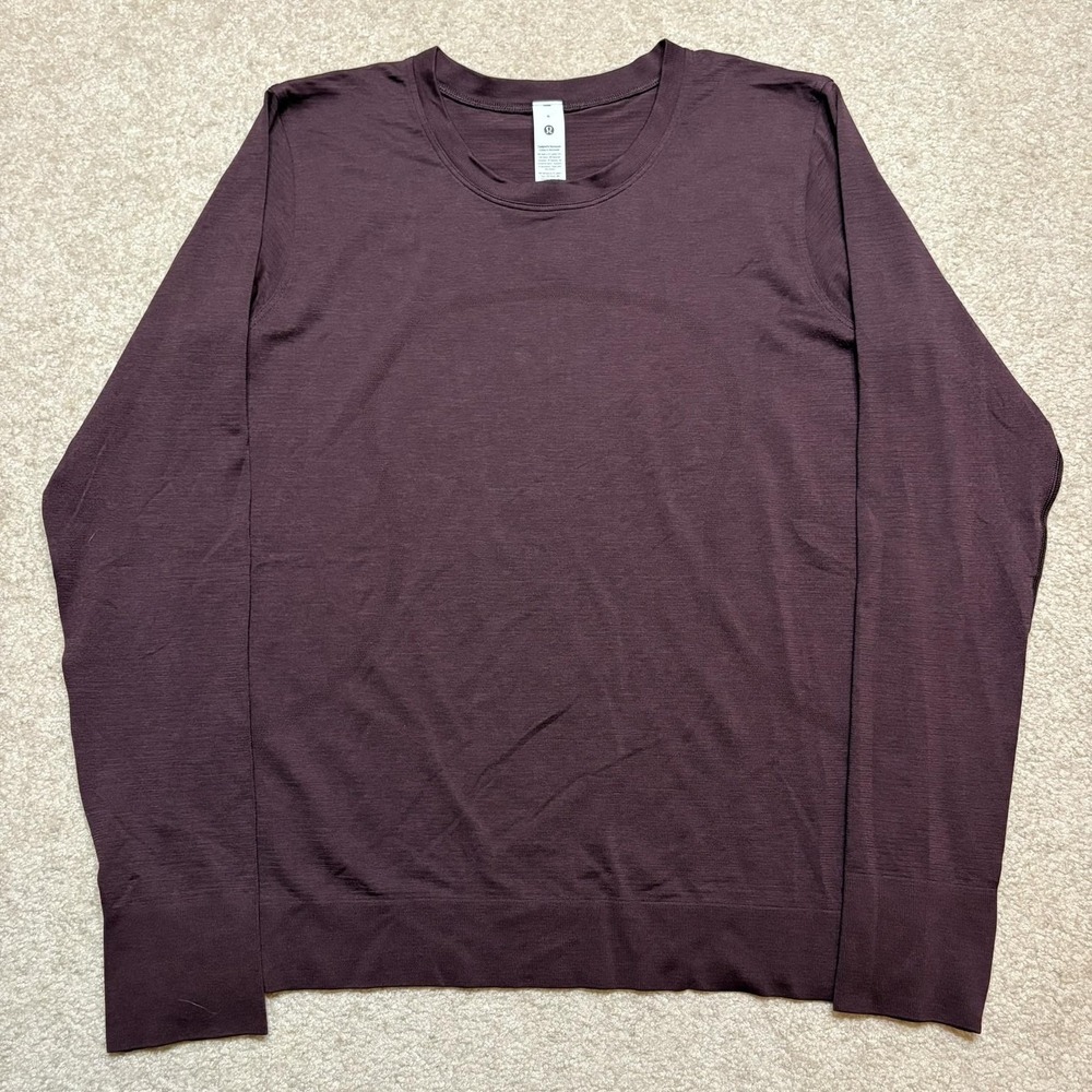 Lululemon Shirt Womens 8 Red Long Sleeve Lightweight Crew Neck Yoga Tee Workout